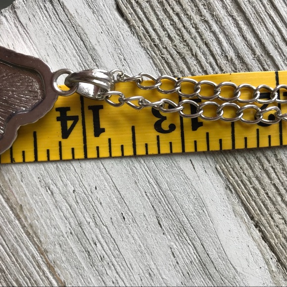 Abalone Free Form Pendant Necklace Long SilverTone - Picture 6 of 6